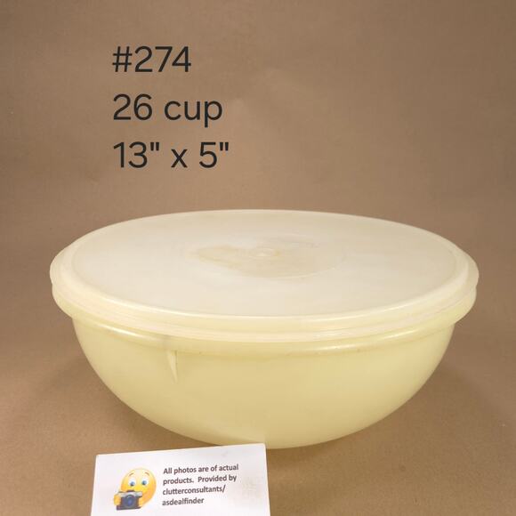 Vintage Tupperware Fix-N-Mix Bowl Pale Yellow #274 - Picture 2 of 5